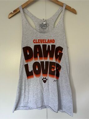 Cleveland Browns DAWG LOVER Gray Racerback Tank